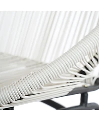 Streamdale Furniture Modern 2-Seater White Pe Rattan Loveseat with Black Iron Frame