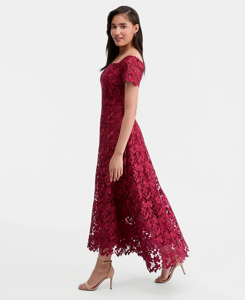 Xscape Women's Off-The-Shoulder Embroidered Floral Ball Gown