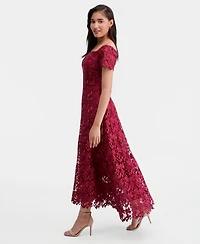 Xscape Women's Off-The-Shoulder Embroidered Floral Ball Gown