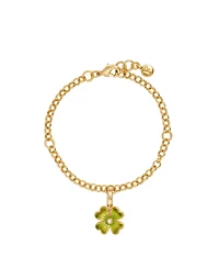 Fable England Gold Lucky Clover and Pearl Charm Bracelet
