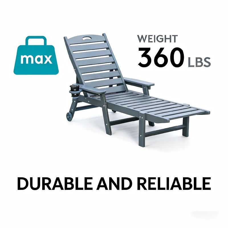 Streamdale Furniture Hdpe 4-Position Adjustable Outdoor Chaise Lounge Chair