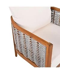Streamdale Furniture Outdoor Woven Rope Armchair with Acacia Wood Frame and Cushions
