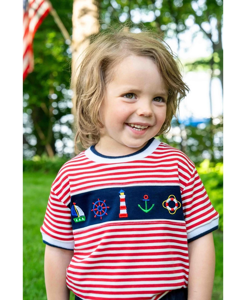 Florence Eiseman Toddler Boys Knit Short Set With Nautical Applique