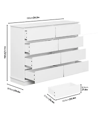 homfan Engineered Wood Dresser with Smooth-Glide Faux-Linen-Lined Drawers, Integrated Pulls and Wide Top, Raised Base for Stable Bedroom Storage