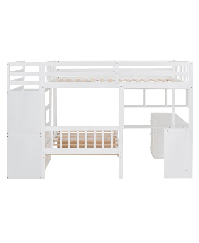 Streamdale Furniture Full Over Twin Bunk Bed with Desk, Drawers and Shelves