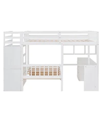 Streamdale Furniture Full Over Twin Bunk Bed with Desk, Drawers and Shelves