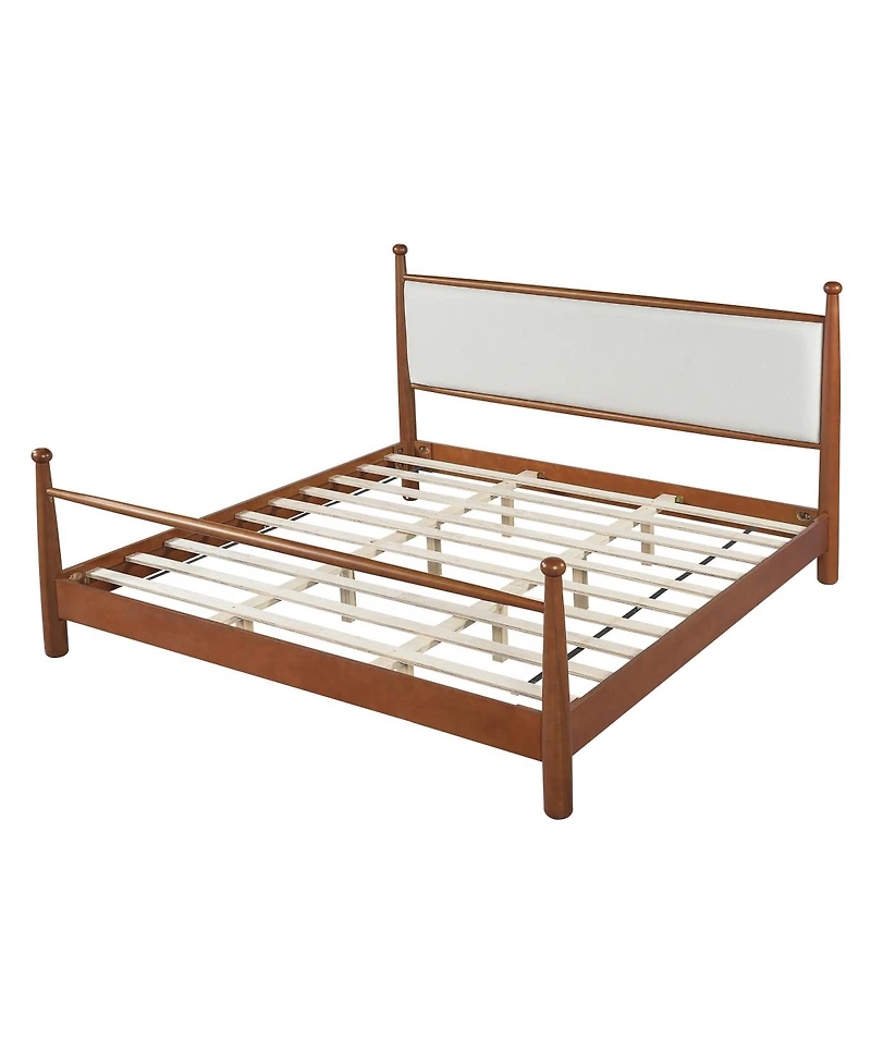 Streamdale Furniture Solid Poplar and Plywood Bed Frame with Upholstered Headboard, King