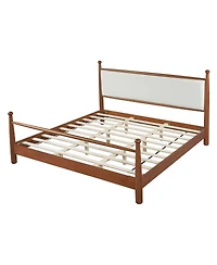 Streamdale Furniture Solid Poplar and Plywood Bed Frame with Upholstered Headboard, King