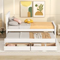 Streamdale Furniture Twin Size Platform Bed with Trundle and Drawers