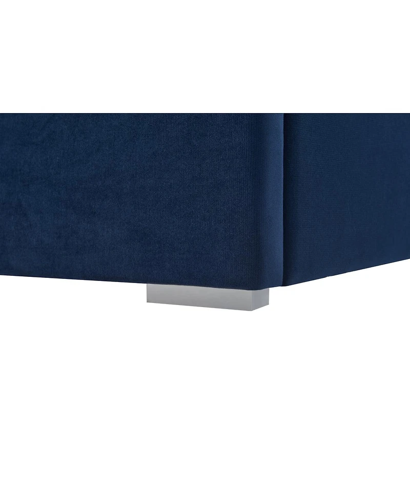 Streamdale Furniture Queen Size Velvet Wingback Platform Bed with Vertical Channel Tufted Headboard