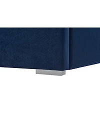 Streamdale Furniture Queen Size Velvet Wingback Platform Bed with Vertical Channel Tufted Headboard