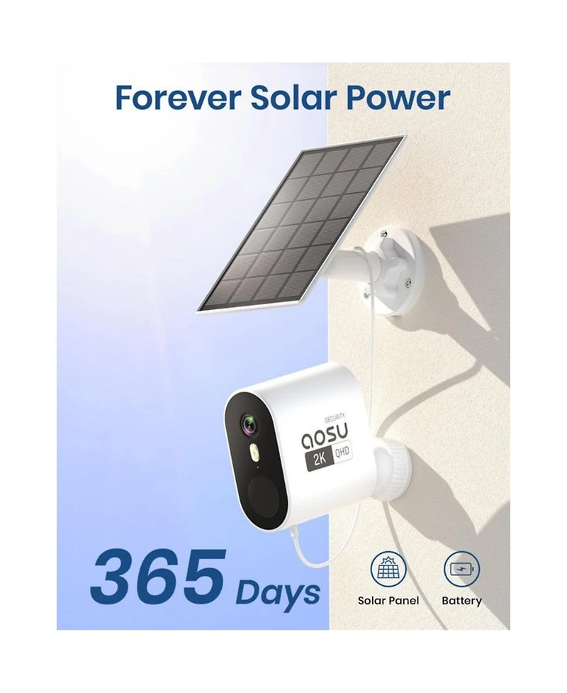 Aosu C7P-2H Solar Security Camera, Wireless Outdoor 2 Camera Kit