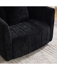 Streamdale Furniture Oversized Swivel Barrel Chair and Half with Storage Ottoman