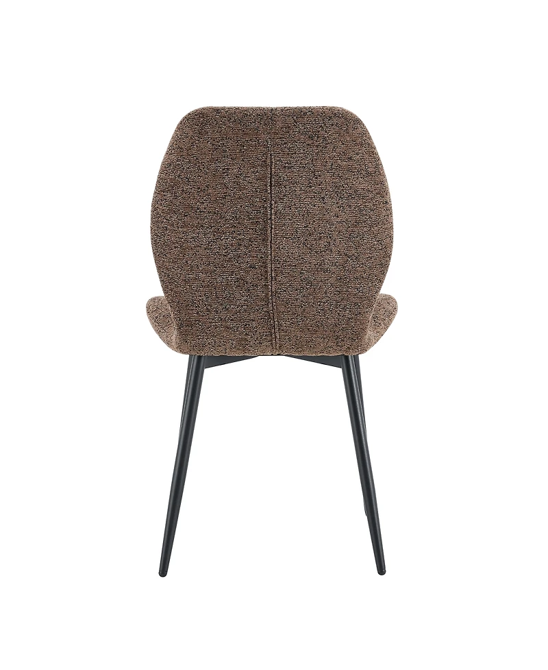 Streamdale Furniture 4-Piece Retro Minimalist Brown Fabric Dining Chairs with Black Metal Legs