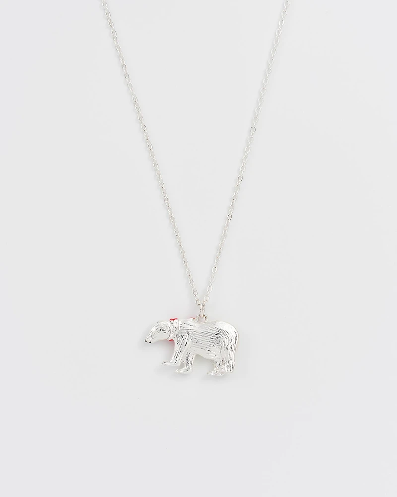 Fable England Cosy Polar Bear Silver-Plated Pendant Necklace