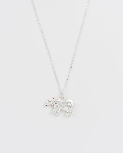 Fable England Cosy Polar Bear Silver-Plated Pendant Necklace