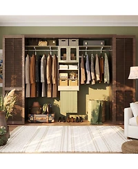 Aheaplus Laundry Room Storage Cabinet with Drying Rack and 2 Doors