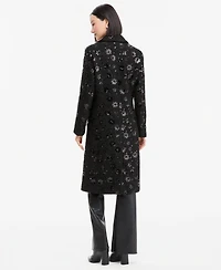 CeCe Women's Sequin Floral Notch-Collar Coat, Created for Macy's