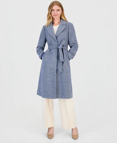 CeCe Women's Single-Breasted Herringbone Wrap Coat