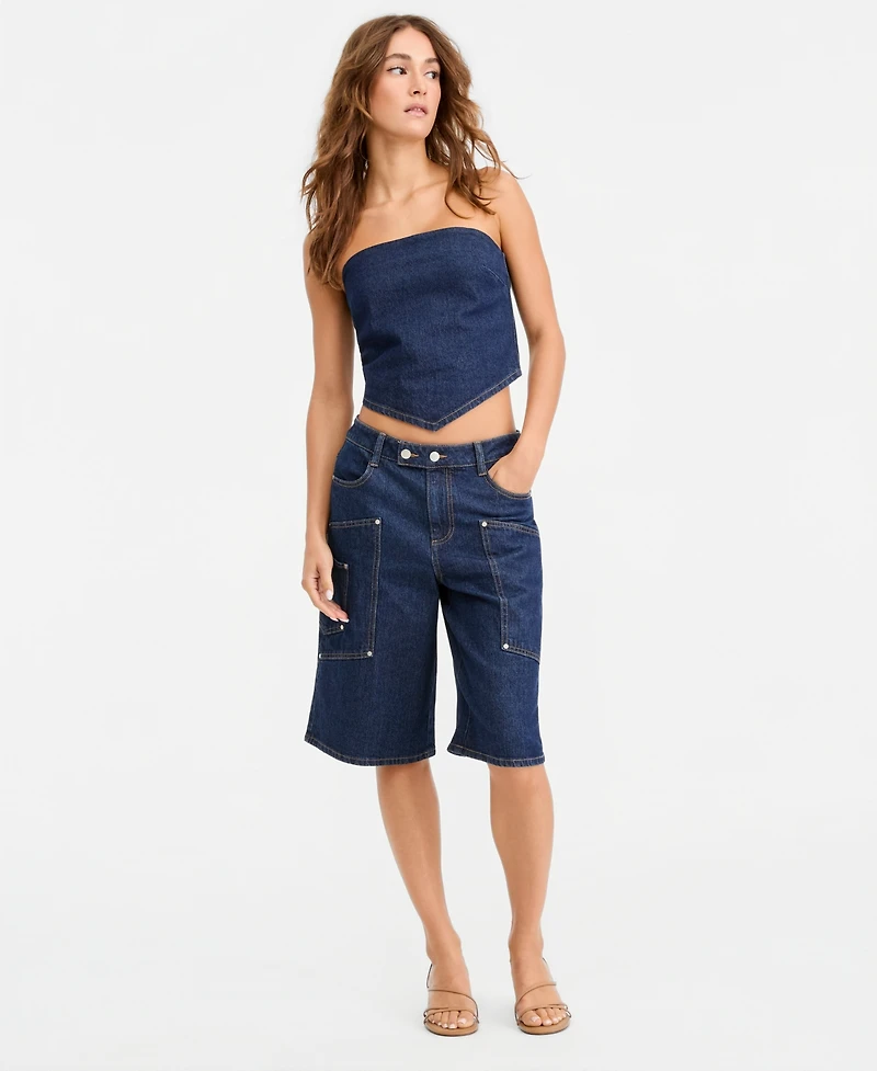 Bar Iii Women's Denim Scarf Top, Macy's Exclusive