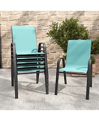 Streamdale Furniture 7-Piece Outdoor Patio Dining Set: Rectangular Metal Table and 6 Ergonomic Chairs