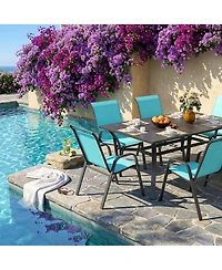 Streamdale Furniture 7-Piece Outdoor Patio Dining Set: Rectangular Metal Table and 6 Ergonomic Chairs