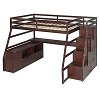 Streamdale Furniture Loft Bed with 7 Drawers 2 Shelves and Desk