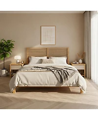 Streamdale Furniture Premium Solid Wood Platform Bed Frame with Slat Headboard