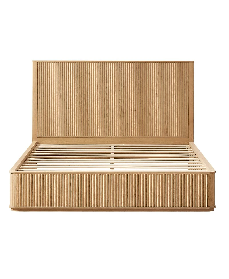 Streamdale Furniture Wavy Wood Grain Platform Bed Frame, 44" High Headboard