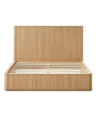 Streamdale Furniture Wavy Wood Grain Platform Bed Frame, 44" High Headboard