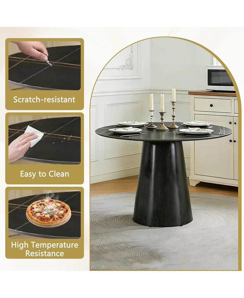 Streamdale Furniture 42-Inch Modern Round Dining Table for 4-6 People