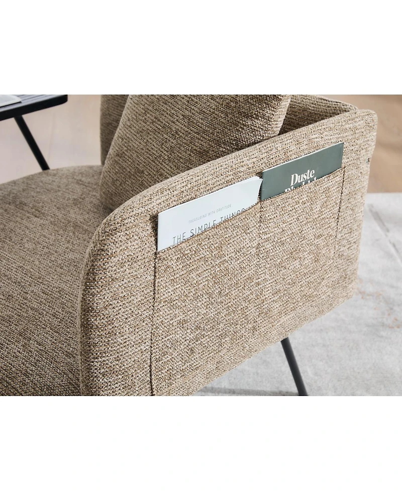 Streamdale Furniture Modern Upholstered Lounge Chair with Side Table and Storage Pockets