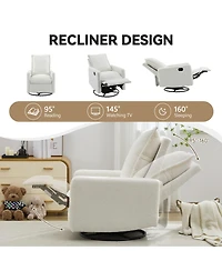 Streamdale Furniture Teddy Fleece Swivel Rocker Recliner Chair