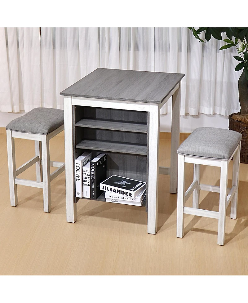 Streamdale Furniture 3-Piece Modern Farmhouse Counter Set with Storage