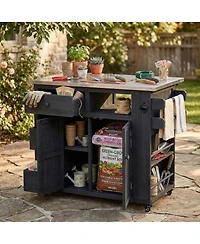 Streamdale Furniture Outdoor Extendable Stainless Steel Top Kitchen Island And Grill Cart