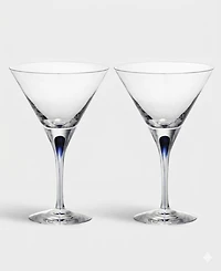 Orrefors Set of 2 Intermezzo Blue Martini Glasses