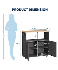 gaomon Rolling Kitchen Island with Storage Cabinet, Cart, Portable Mobile Towel Rack for Kitchen, Dining Room