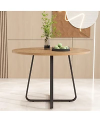 Streamdale Furniture Round Modern Dining Table with X-Shaped Metal Base for 4-6 People