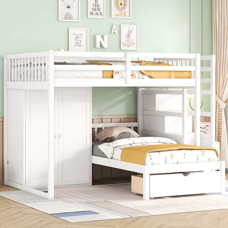 Streamdale Furniture Bunk Bed with Wardrobe, Drawers