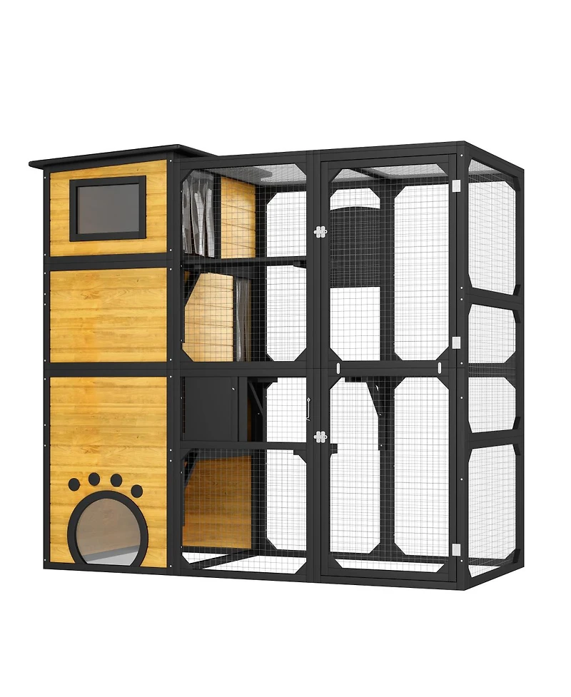 Streamdale Furniture 4-Tier Weatherproof Outdoor Catio with Platforms and Resting Rooms