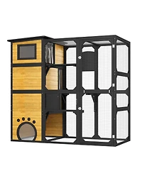 Streamdale Furniture 4-Tier Weatherproof Outdoor Catio with Platforms and Resting Rooms