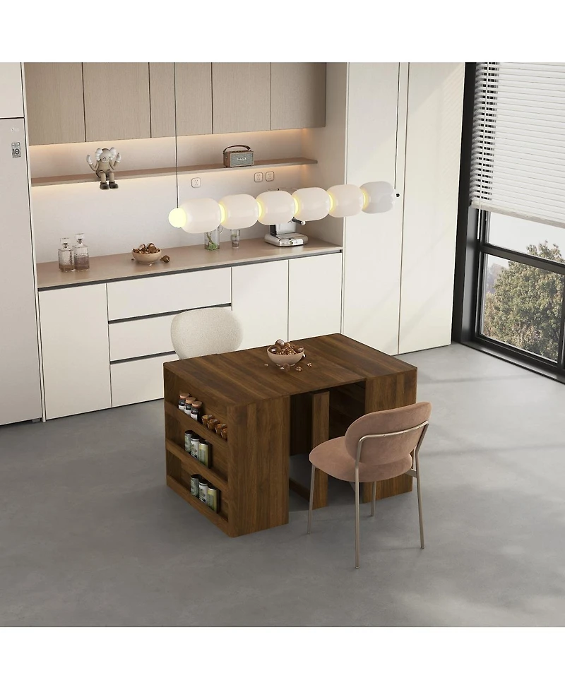 Streamdale Furniture Extendable Foldable Dining Table for 1-10 People, Multifunctional Wood Console