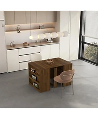 Streamdale Furniture Extendable Foldable Dining Table for 1-10 People, Multifunctional Wood Console