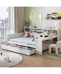 Streamdale Furniture Wooden Daybed with Storage Shelves, Drawers