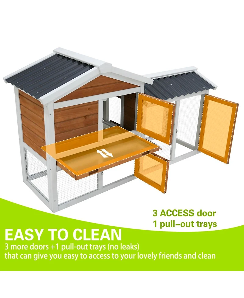 Streamdale Furniture Waterproof Wooden Bunny Hutch with Stairs and Cleaning Tray
