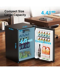 Cowsar 4.41 Cu Ft Mini Fridge, Single Door, 7-Thermostat, Quiet, Black