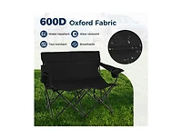 Boyel Living Double Camping Chair 2-Person Outdoor Folding Loveseat with Cup Holders
