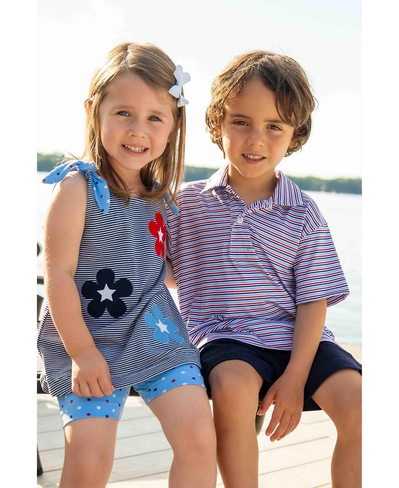 Florence Eiseman Toddler Boys Stripe Print Performance Knit Polo