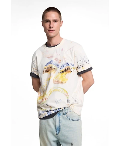 Desigual Men's Printed T-shirt with drawings