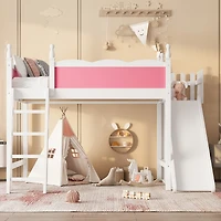 Streamdale Furniture Loft Bed with Storage, Wardrobe, and Slide, Solid Wood